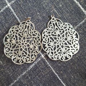 Silver lace earrings